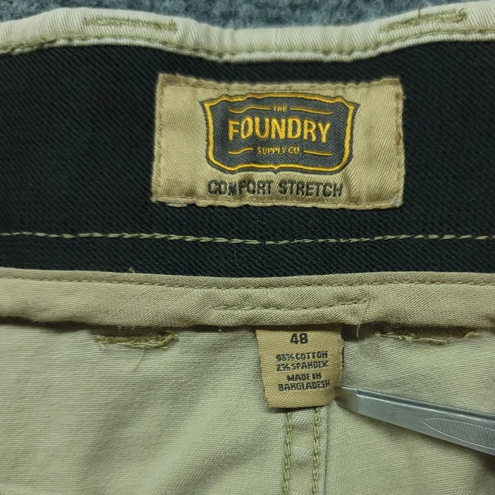 Foundry Supply Co Men Big 48 Khaki Tan Comfort Stretch Chino Shorts Cotton Blend